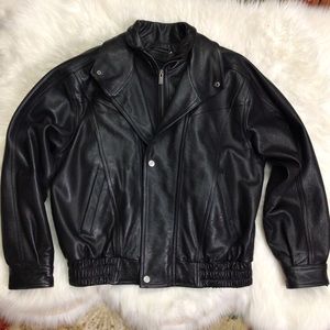 WILSONS Leather Moto Biker Jacket Zip Out Vest